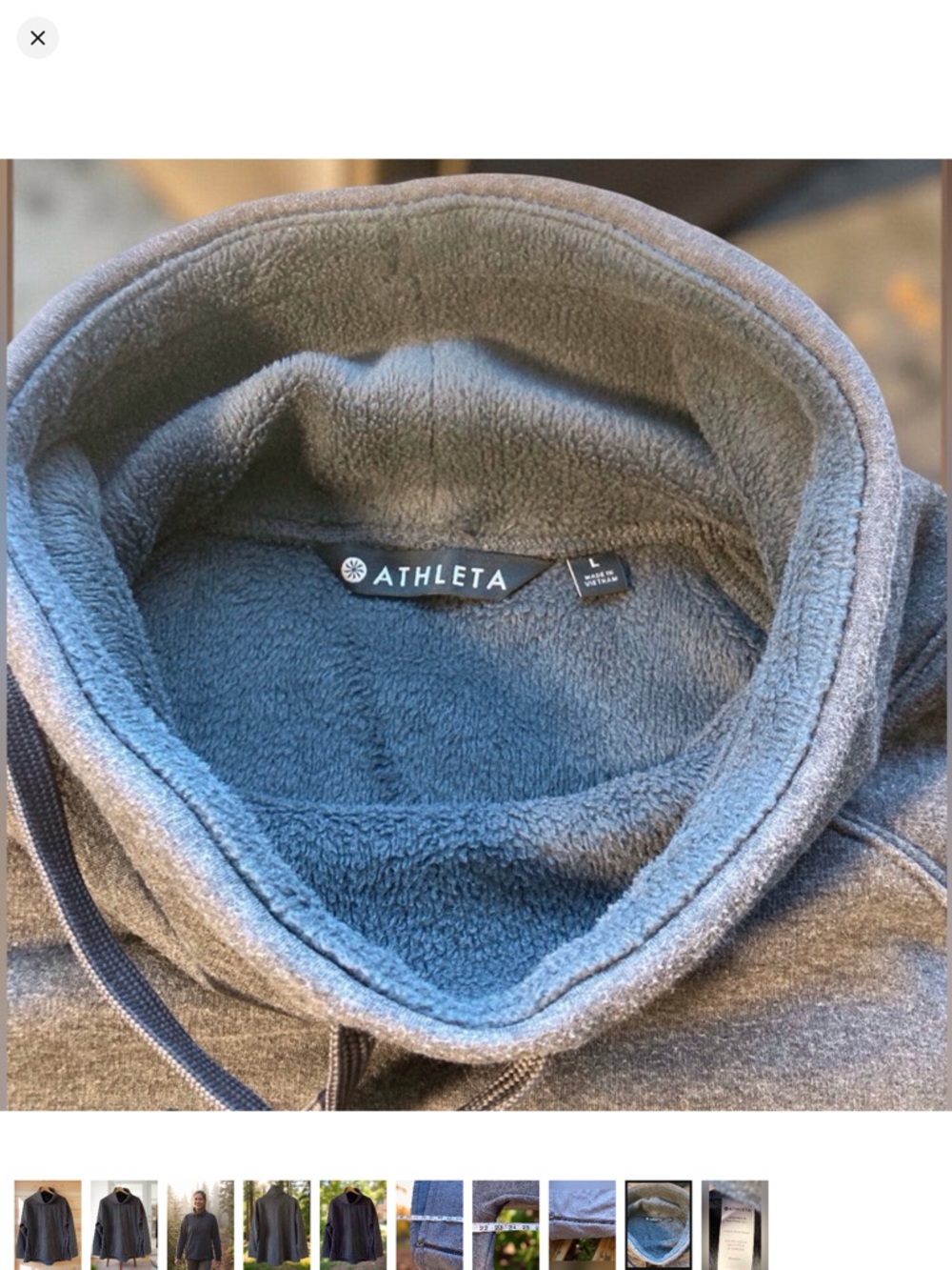 Athleta Cowl Neck Pullover Sweatshirt Charcoal Gray Fleece Lined Side Zip Size L - Picture 9 of 9